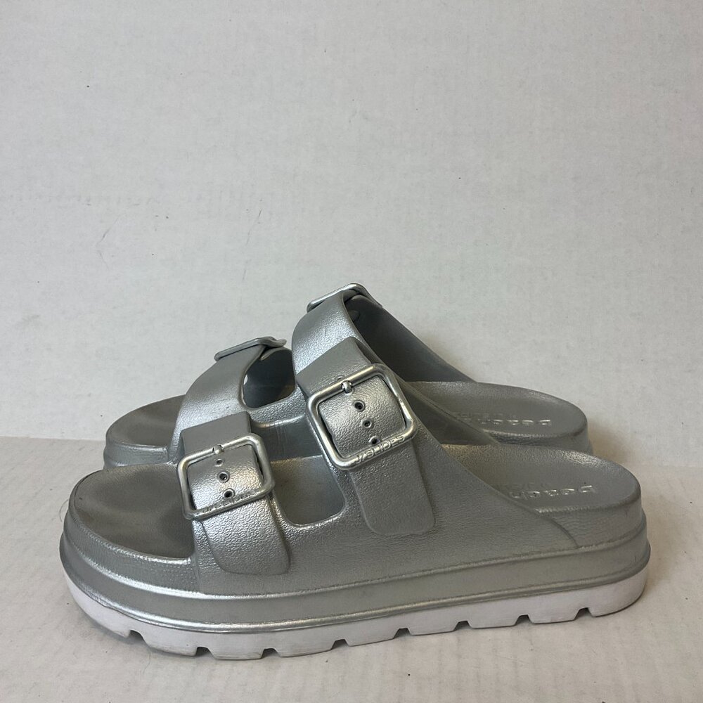 Beach Slides by J/Slides Sandals 10 Silver